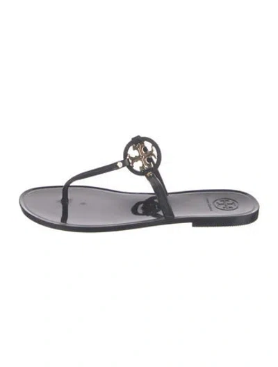 Pre-owned Tory Burch Rubber Flip Flops In Black