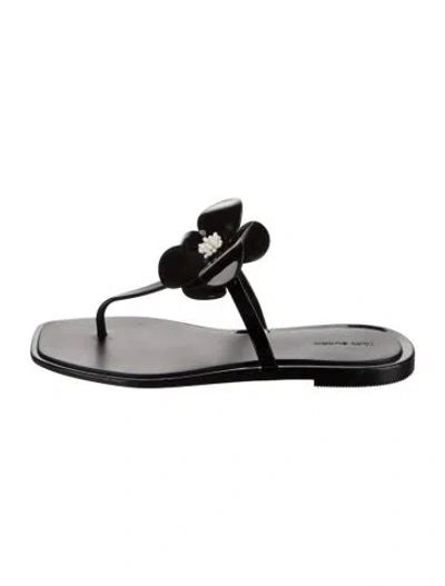 Pre-owned Tory Burch Rubber Flip Flops In Black