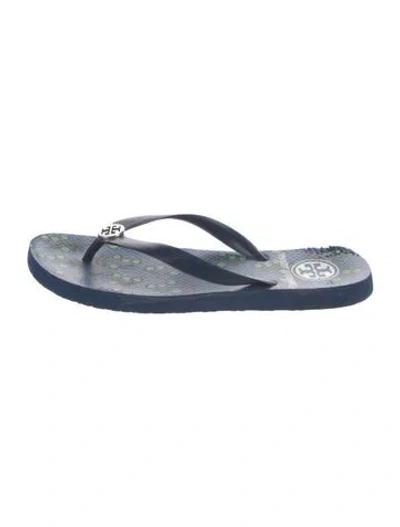 Pre-owned Tory Burch Rubber Flip Flops In Blue