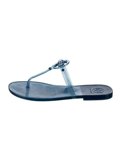 Pre-owned Tory Burch Rubber Flip Flops In Blue