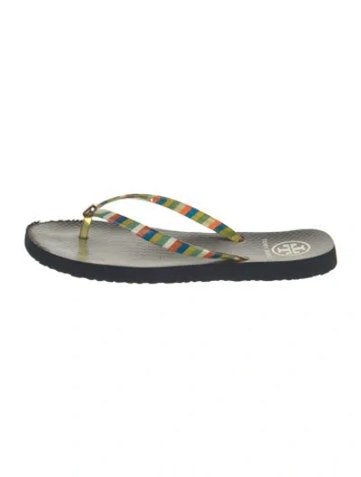 Pre-owned Tory Burch Rubber Flip Flops In Blue