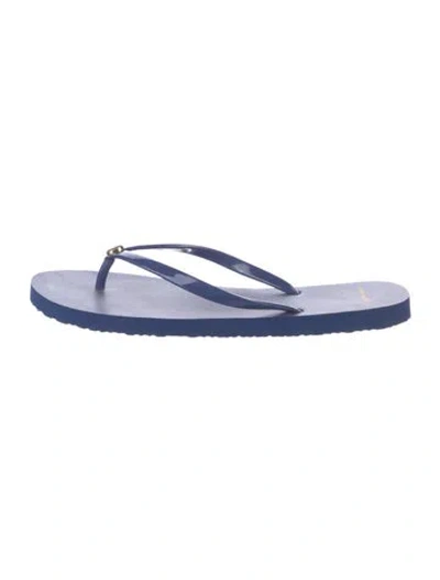 Pre-owned Tory Burch Rubber Flip Flops In Blue