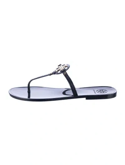 Pre-owned Tory Burch Rubber Flip Flops In Blue