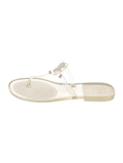 Pre-owned Tory Burch Rubber Flip Flops In Clear/neutrals