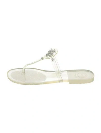 Pre-owned Tory Burch Rubber Flip Flops In Clear/neutrals