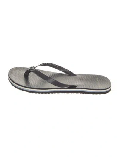 Pre-owned Tory Burch Rubber Flip Flops In Gray