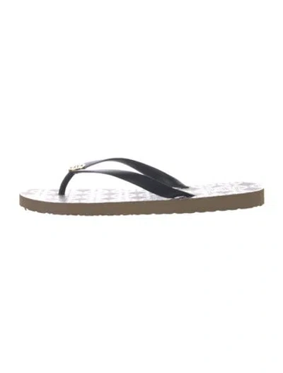 Pre-owned Tory Burch Rubber Flip Flops In Gray