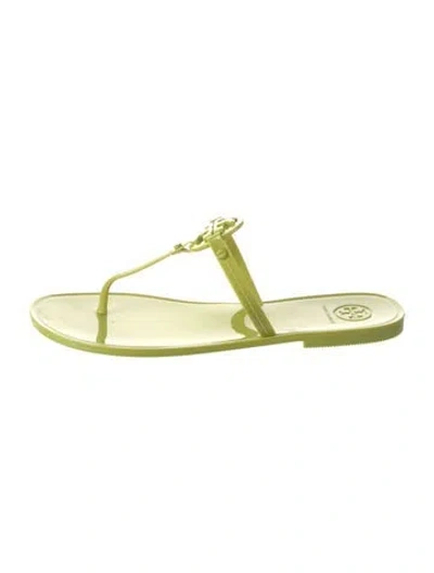 Pre-owned Tory Burch Rubber Flip Flops In Green