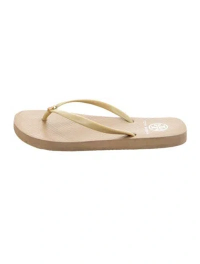 Pre-owned Tory Burch Rubber Flip Flops In Neutral