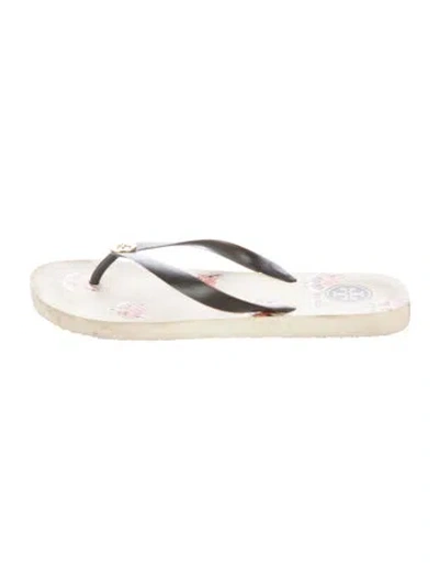 Pre-owned Tory Burch Rubber Flip Flops In Neutral