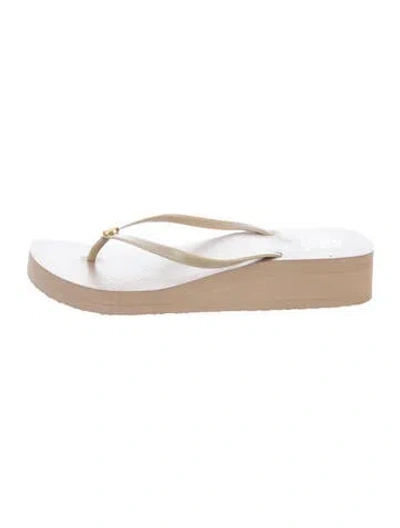 Pre-owned Tory Burch Rubber Flip Flops In Neutrals