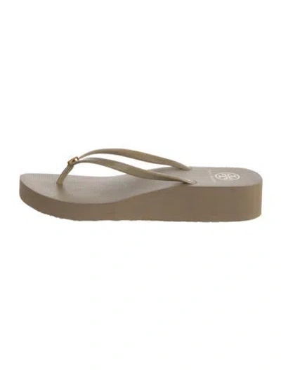 Pre-owned Tory Burch Rubber Flip Flops In Neutrals