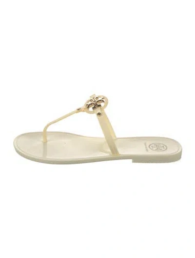 Pre-owned Tory Burch Rubber Flip Flops In Neutrals