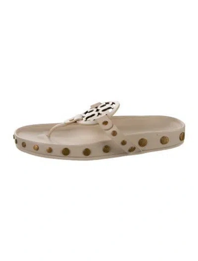 Pre-owned Tory Burch Rubber Flip Flops In Neutrals