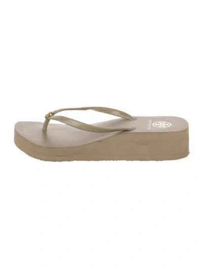 Pre-owned Tory Burch Rubber Flip Flops In Neutrals