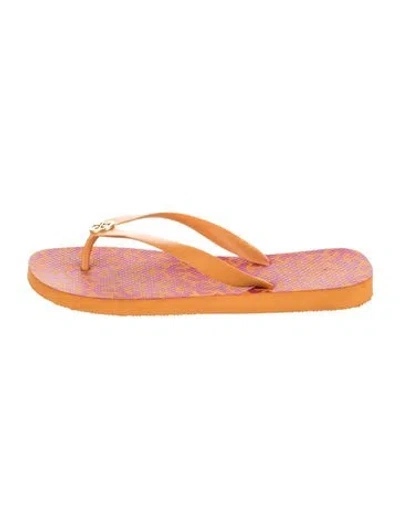 Pre-owned Tory Burch Rubber Flip Flops In Orange