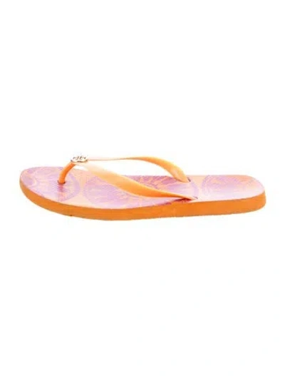 Pre-owned Tory Burch Rubber Flip Flops In Pink