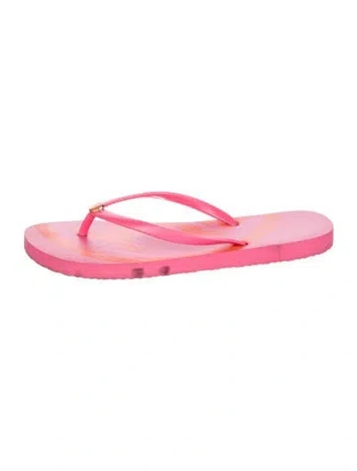 Pre-owned Tory Burch Rubber Flip Flops In Pink