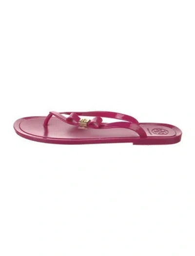 Pre-owned Tory Burch Rubber Flip Flops In Purple