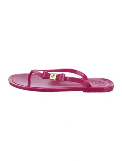 Pre-owned Tory Burch Rubber Flip Flops In Purple