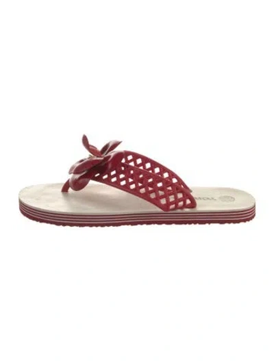 Pre-owned Tory Burch Rubber Flip Flops In Red
