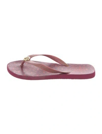 Pre-owned Tory Burch Rubber Flip Flops In Red