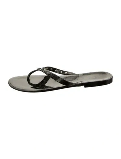 Pre-owned Tory Burch Rubber Flip Flops In Silver