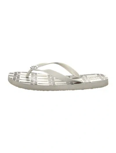 Pre-owned Tory Burch Rubber Flip Flops In White