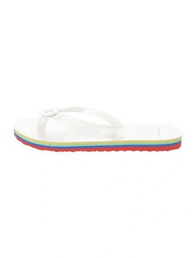 Pre-owned Tory Burch Rubber Flip Flops In White