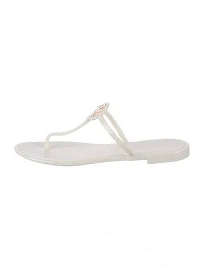 Pre-owned Tory Burch Rubber Flip Flops In White