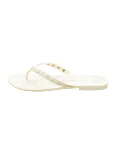 Pre-owned Tory Burch Rubber Flip Flops In White
