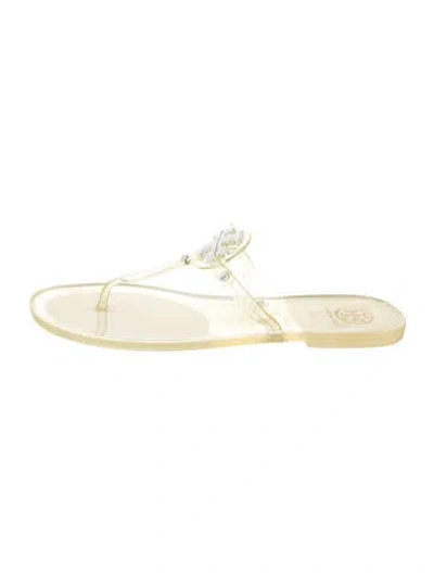 Pre-owned Tory Burch Rubber Flip Flops In Yellow