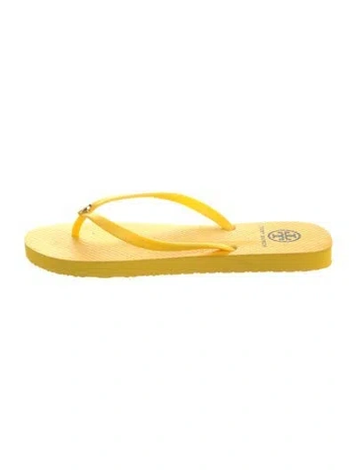 Pre-owned Tory Burch Rubber Flip Flops In Yellow