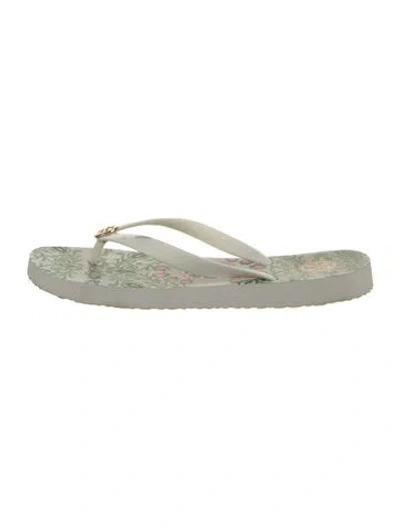 Pre-owned Tory Burch Rubber Floral Print Flip Flops In Multicolor