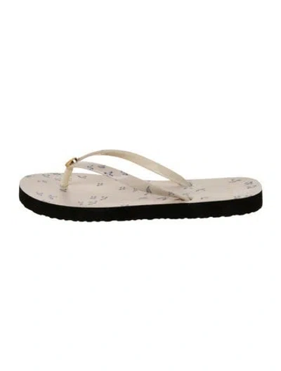 Pre-owned Tory Burch Rubber Graphic Print Flip Flops In Neutrals