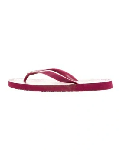 Pre-owned Tory Burch Rubber Graphic Print Flip Flops In Pink