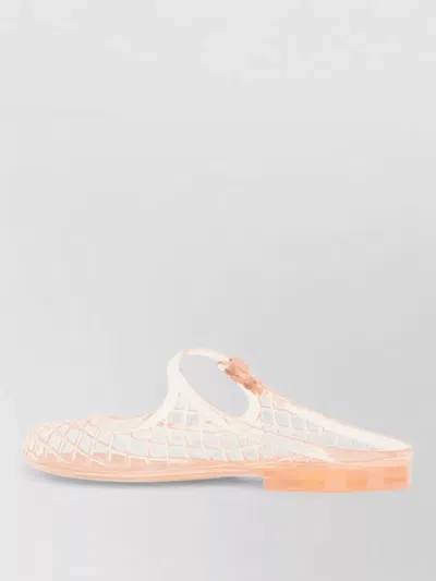 Tory Burch Rubber Jelly Mules Textured Pattern Transparent In Pink
