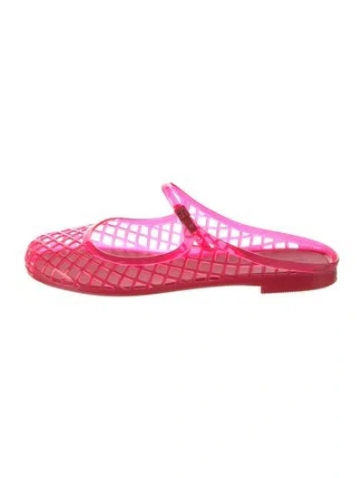 Pre-owned Tory Burch Rubber Lace Pattern Ballet Flats In Pink