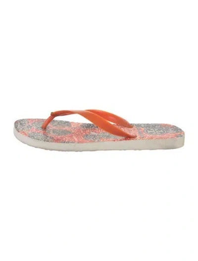 Pre-owned Tory Burch Rubber Patterned Flip Flops In Multicolor