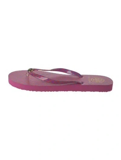 Pre-owned Tory Burch Rubber Patterned Flip Flops In Pink