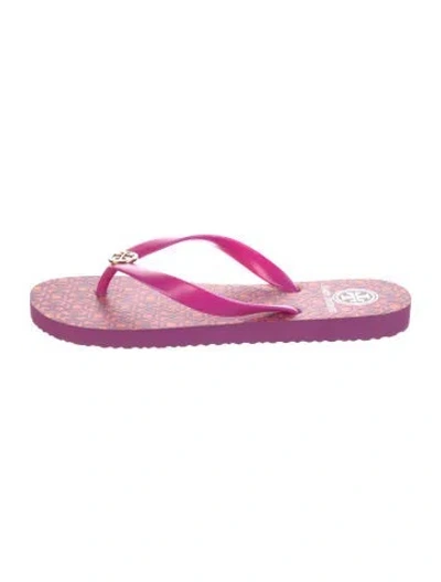 Pre-owned Tory Burch Rubber Patterned Flip Flops In Pink