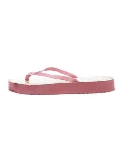 Pre-owned Tory Burch Rubber Patterned Flip Flops In Pink