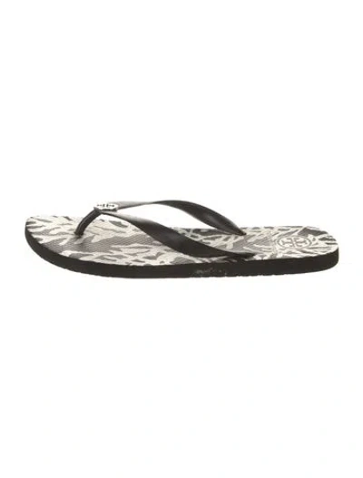Pre-owned Tory Burch Rubber Printed Flip Flops In Black