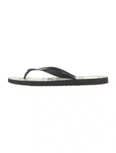 Pre-owned Tory Burch Rubber Printed Flip Flops In Black