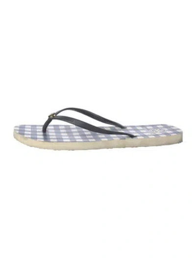 Pre-owned Tory Burch Rubber Printed Flip Flops In Blue