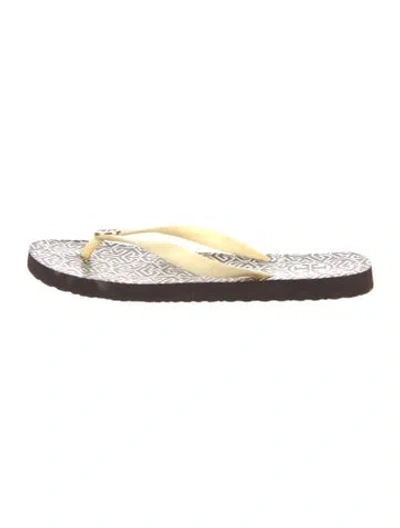 Pre-owned Tory Burch Rubber Printed Flip Flops In Brown