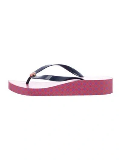Pre-owned Tory Burch Rubber Printed Flip Flops In Clear