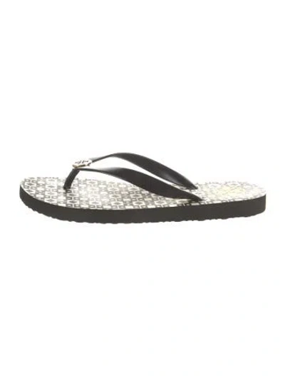 Pre-owned Tory Burch Rubber Printed Flip Flops In Multi