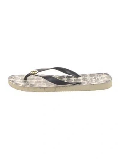 Pre-owned Tory Burch Rubber Printed Flip Flops In Multi