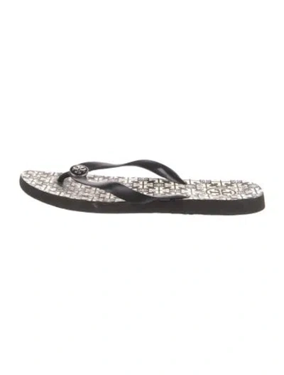 Pre-owned Tory Burch Rubber Printed Flip Flops In Multi